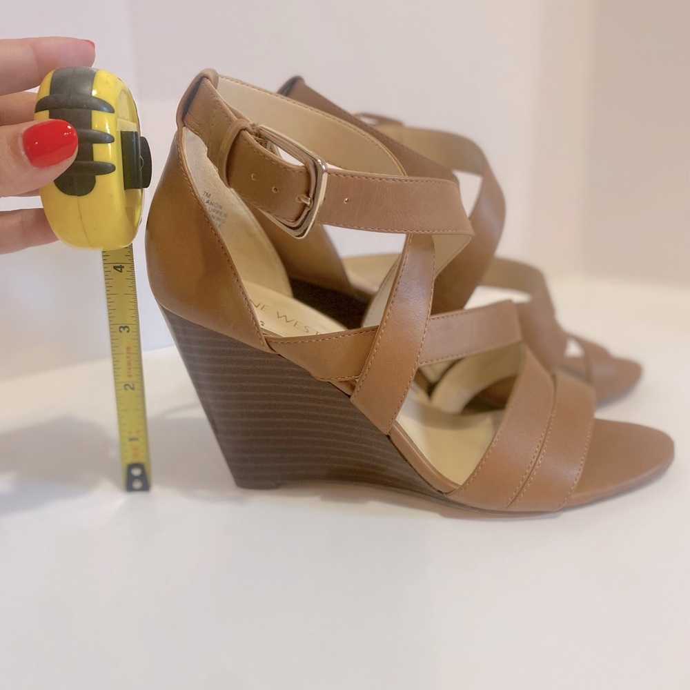 Nine West Wedge size 7 - Caramel colored strappy sandal.